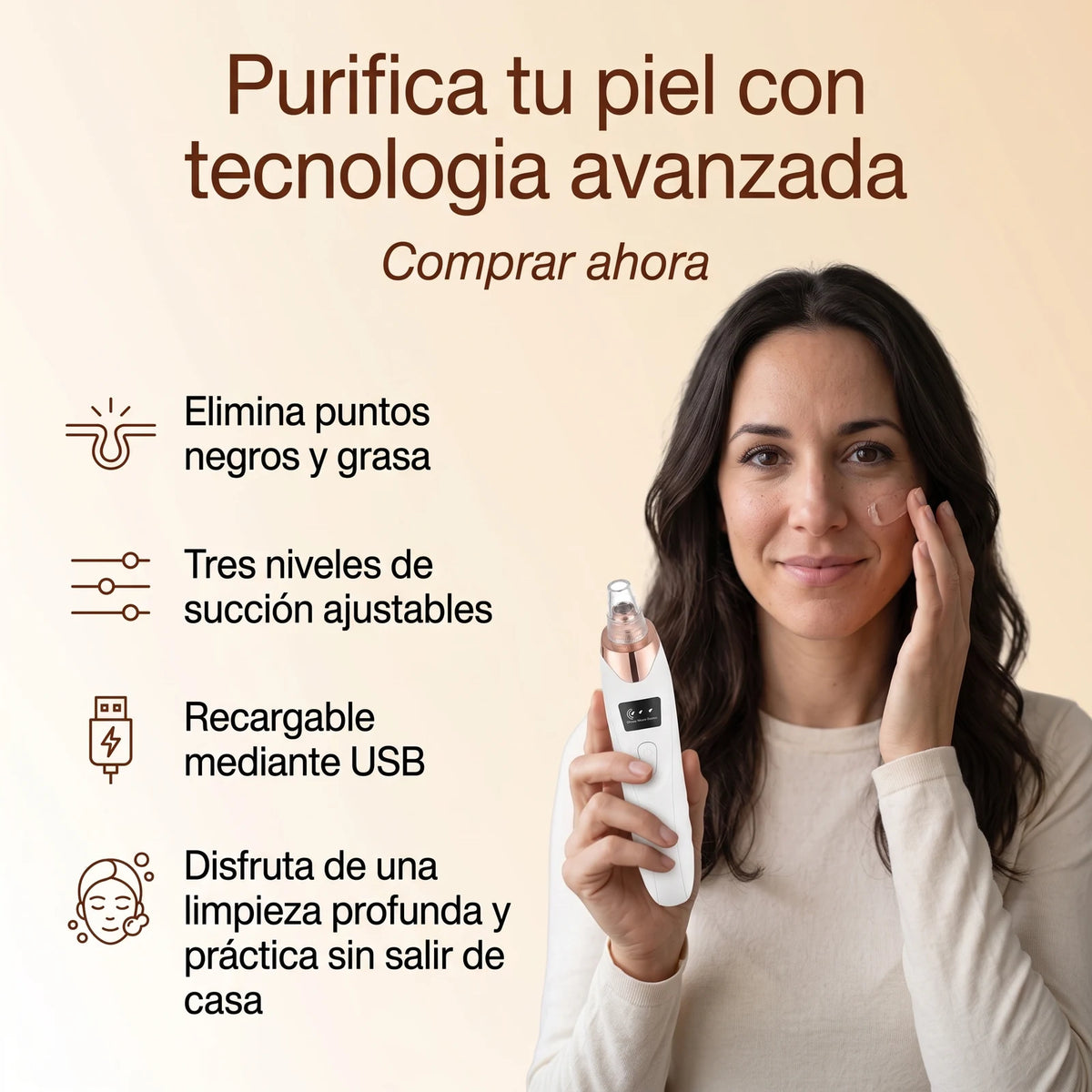 Dispositivo electrónico de succión para limpieza facial profunda — 3