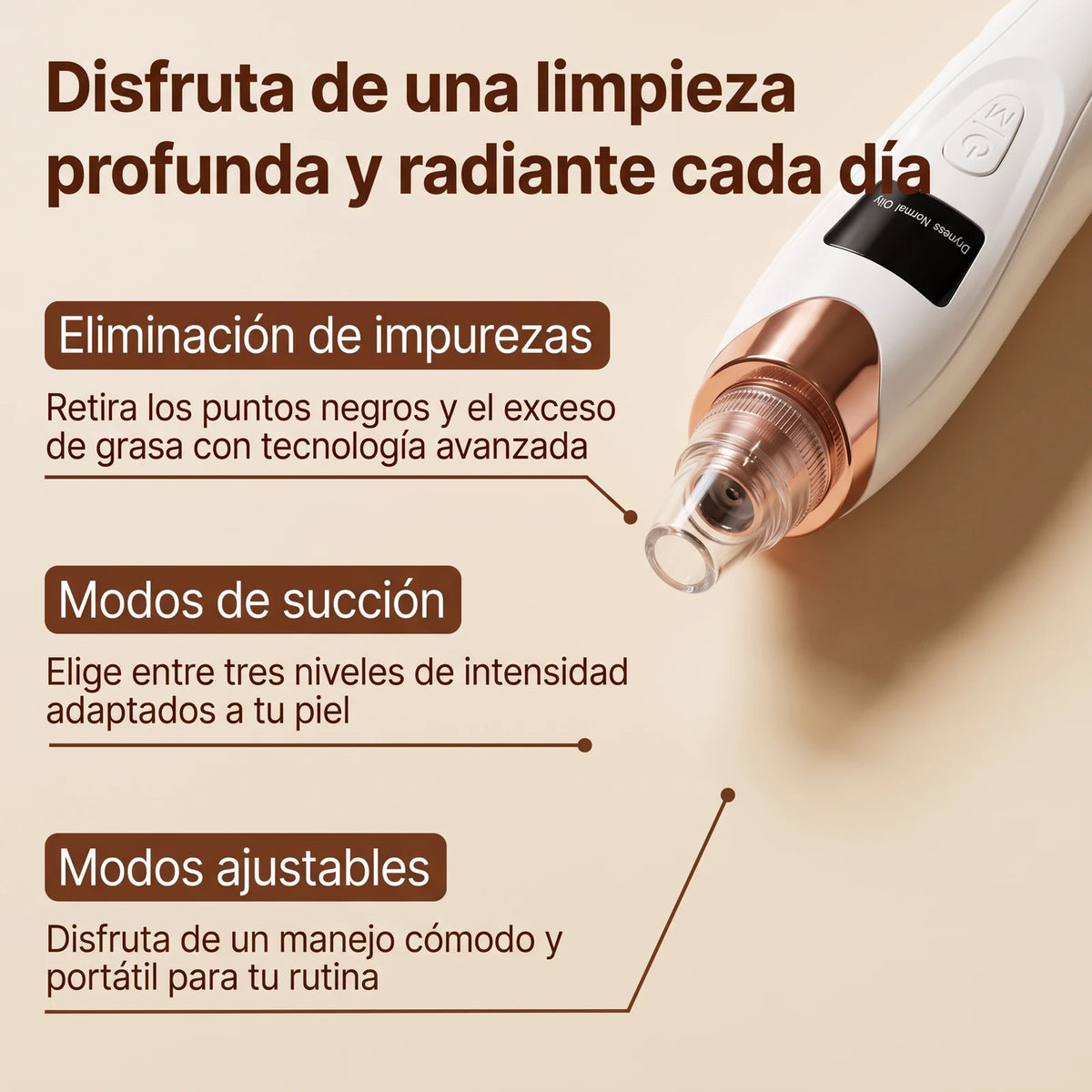 Dispositivo electrónico de succión para limpieza facial profunda — 4
