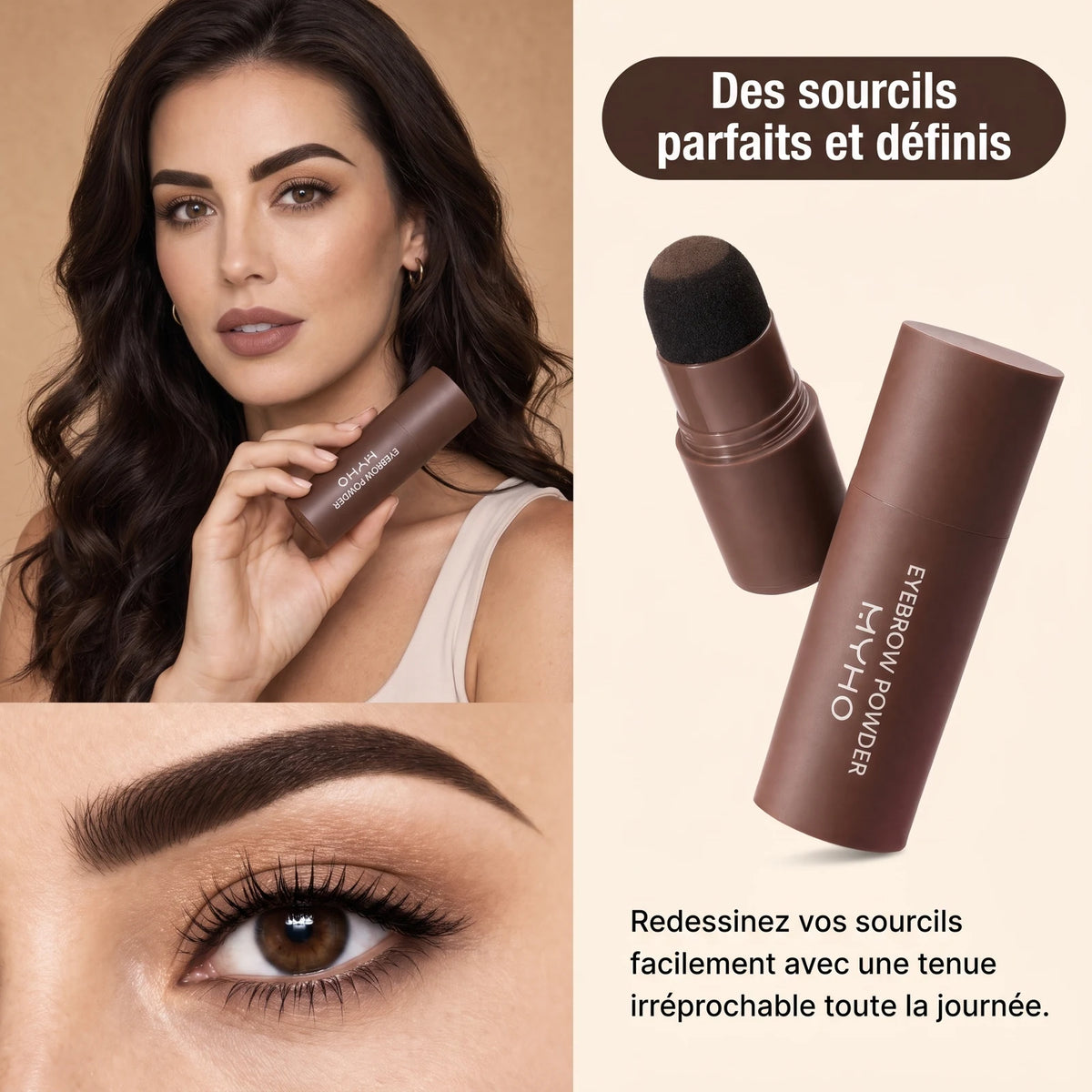 Cove | Poudre à Sourcils Imperméable Effet Naturel — Brun Foncé
