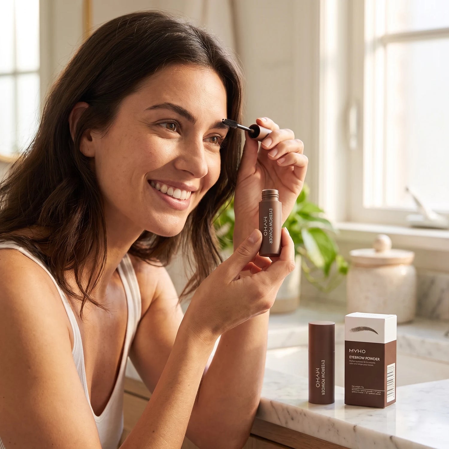 Poudre à sourcils imperméable et effet naturel, style de vie 1