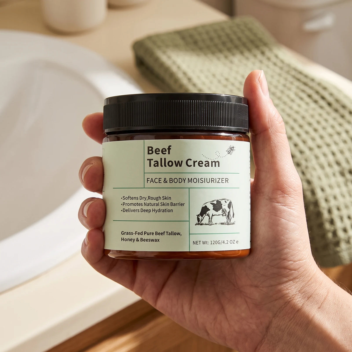 Crema Hidratante Facial y Corporal de Sebo de Res, estilo de vida 1