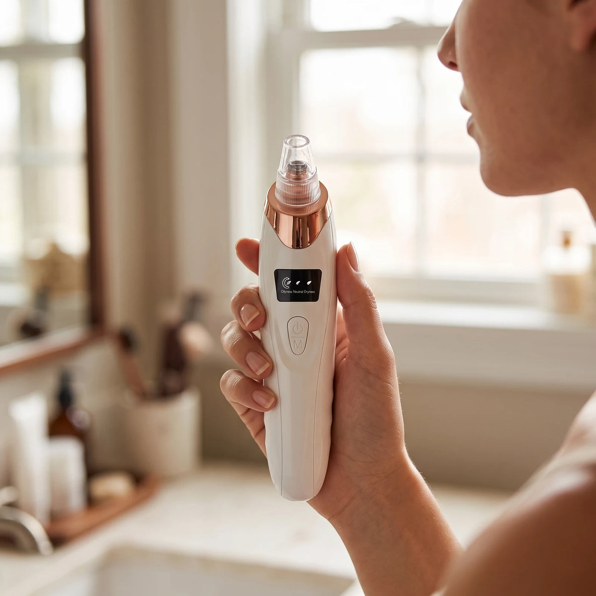 Dispositivo electrónico de succión para limpieza facial profunda, estilo de vida 1