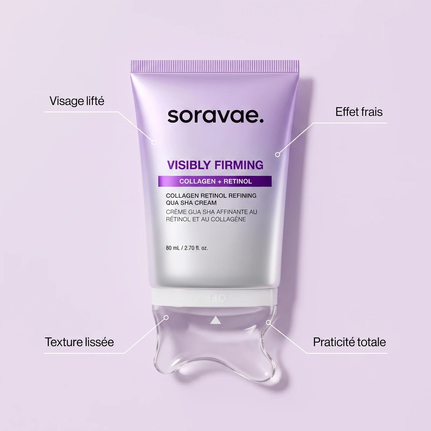 Crème Liftante au Collagène et Rétinol avec Applicateur Gua Sha, résultats