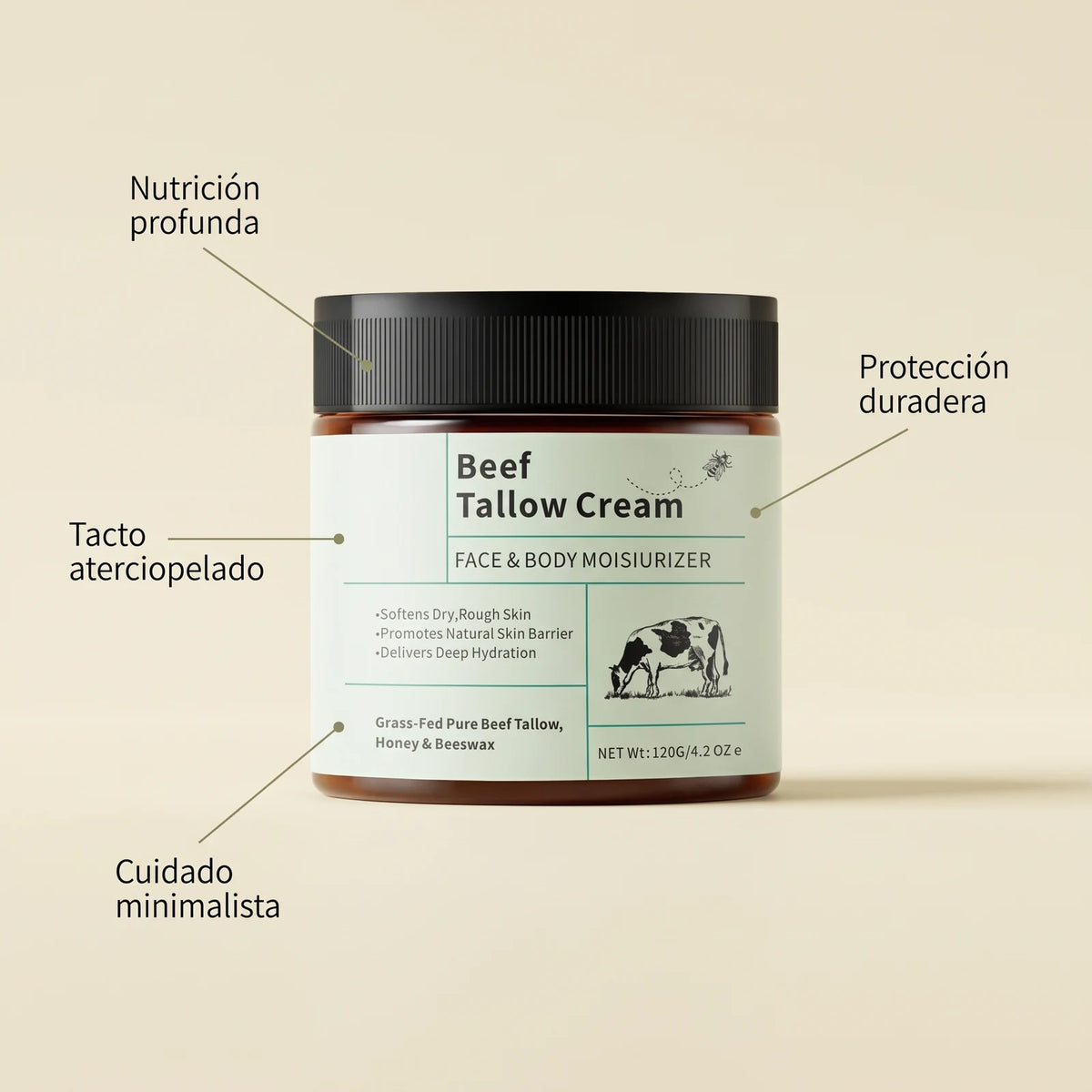 Crema Hidratante Facial y Corporal de Sebo de Res, resultados