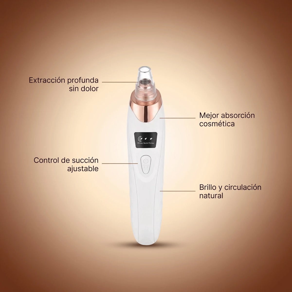 Dispositivo electrónico de succión para limpieza facial profunda, resultados