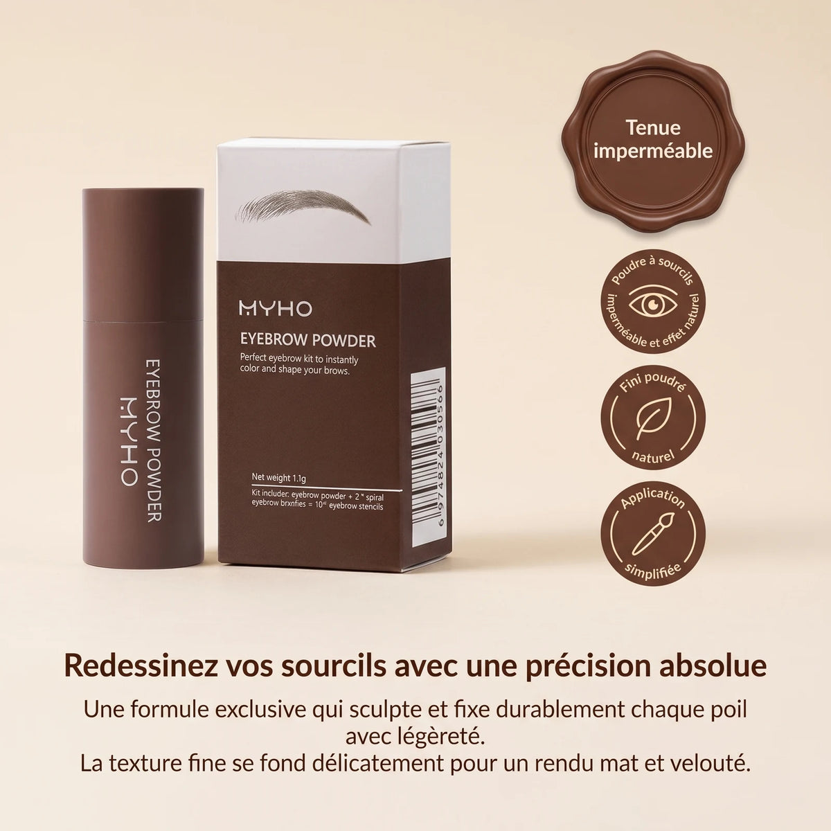 Poudre à sourcils imperméable et effet naturel — 1