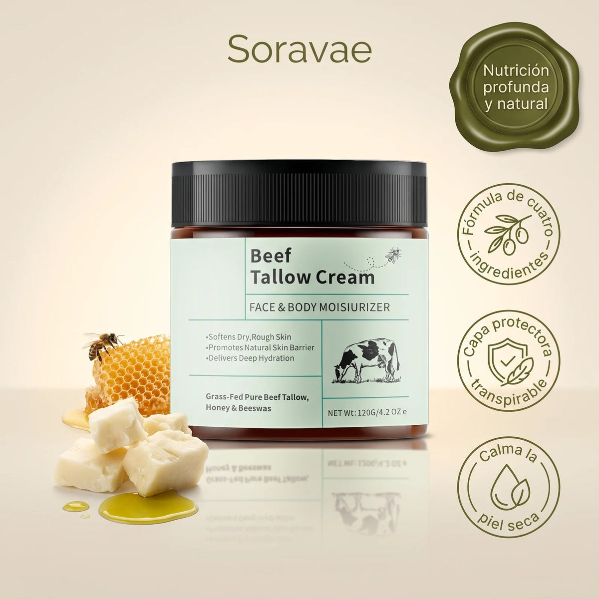 Crema Hidratante Facial y Corporal de Sebo de Res — 1