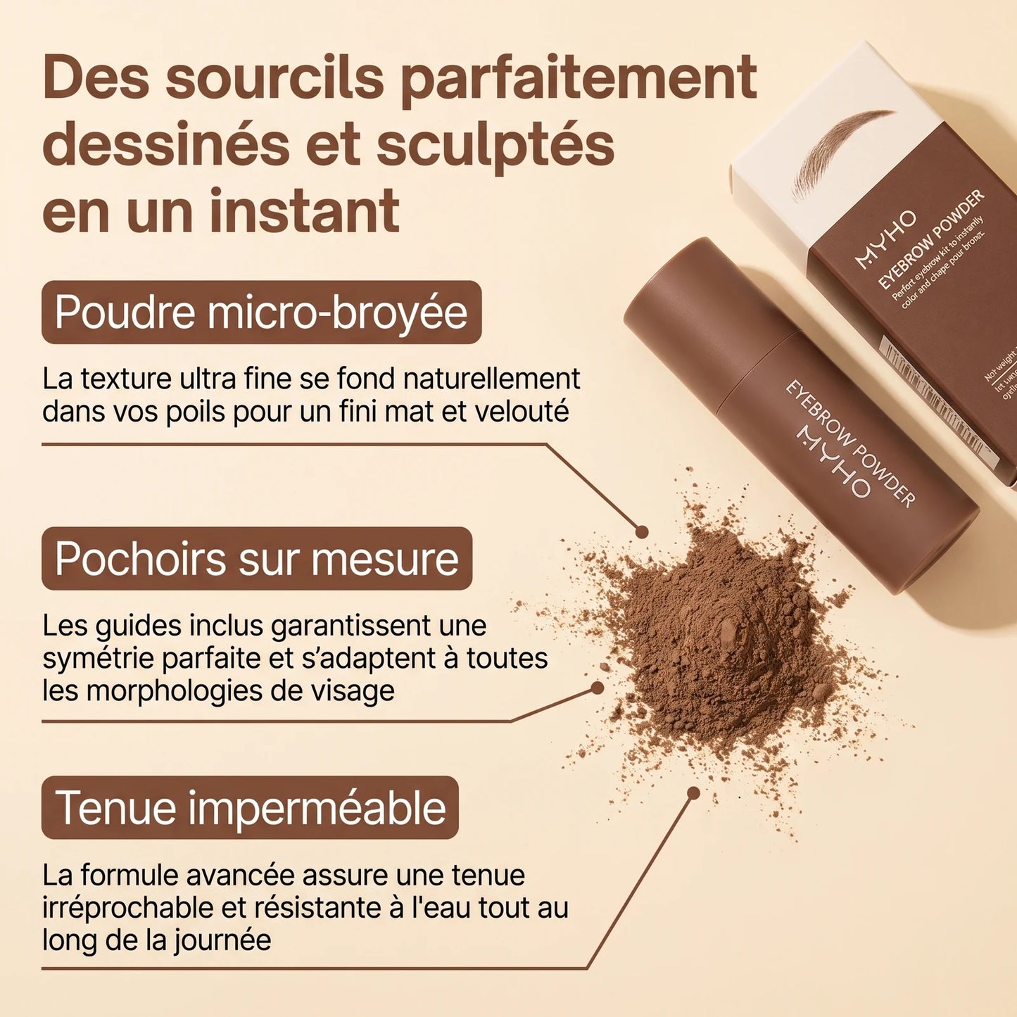 Poudre à sourcils imperméable et effet naturel — 4