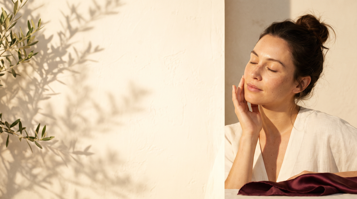 Mujer disfrutando de su ritual de cuidado de la piel a la luz del sol