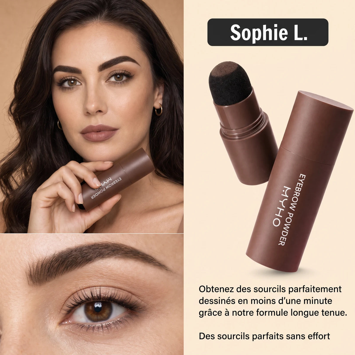 Cielo | Poudre à sourcils imperméable et effet naturel — Brun foncé